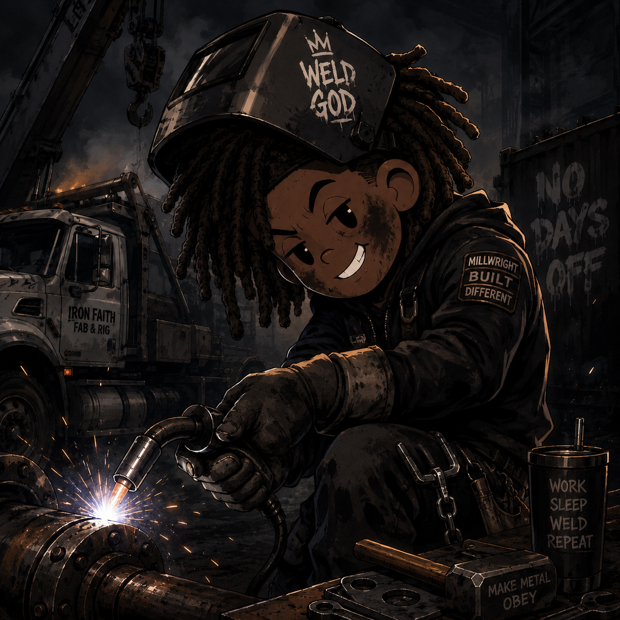 Welder working in industrial shop